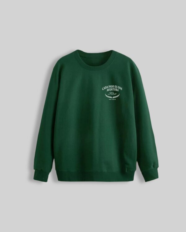 Buzo unisex verde cuello redondo